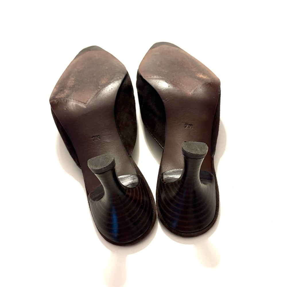 NORDSTROM Brown Suede Kitten Heels Mules - Picture 5 of 6